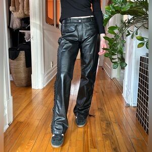 Black Leather laced Women pants